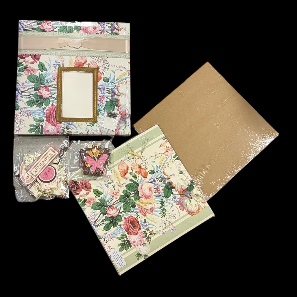 Anna Griffin Floral Papercraft Scrapbook Album Kit 13x13.5 New in Box